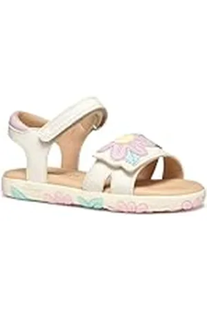 Geox J Sandal Haiti Girl, Sandalia, White/Pink, 30 EU