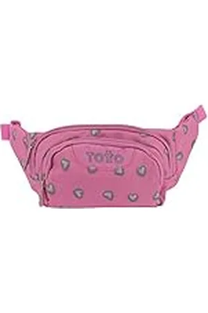 TOTTO Riñonera para Niños, Modelo Gancho, Capacidad 1 L, con 1 Compartimento Principal y 1 Bolsillo Delantero, Tejido Poliéster de Alta Densidad y Calidad, Tira Ajustable, Estampado Rosas