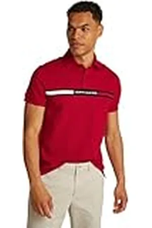 Tommy Hilfiger Polo de manga corta Hombre Chest Insert Regular Fit, Multicolor (Medium Red), 3XL