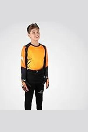 Ho soccer Conjunto de Portero Kid Keeper Set Deep-Sea Orange, Camiseta de Manga Larga con Acolchado y Pantalón Largo con Acolchado, Poliéster, Unisex niños, /Negro, 8