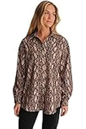 NA-KD Snake Shirt Camisa Abotonada, , 32 para Mujer