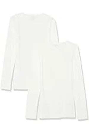 Amazon Top ajustado de punto acanalado de manga larga con cuello redondo (disponible en tallas grandes) Mujer, Pack de 2, , 6XL Grande