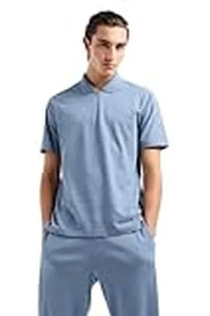 Armani Exchange AX Stacked Logo Cotton Piquet Zip Up Polo, , M para Hombre