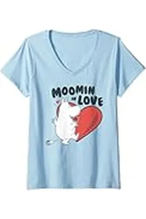 Moomin Mujer Enamorado Corazón troll Camiseta Cuello V