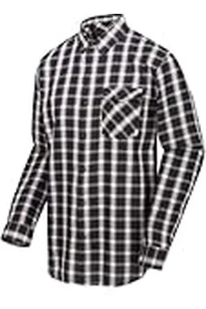Regatta Lonan Camisa de Manga Larga de algodón Coolweave y Bolsillo a Cuadros en el Pecho Shirts, Hombre, , XS
