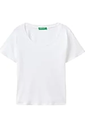 Benetton Camiseta 3ga2d1066, Color Blanco, XL para Mujer