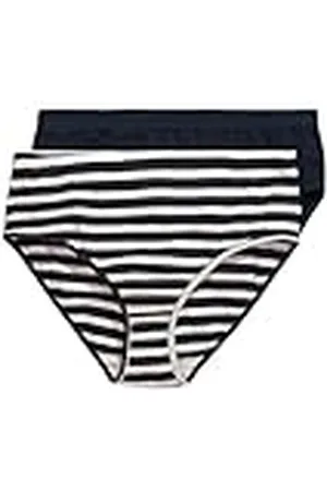Ulla Popken Slips, 2er-Pack, Uni/Ringel, Biobaumwolle Ropa Interior, , 54-56 Mujeres
