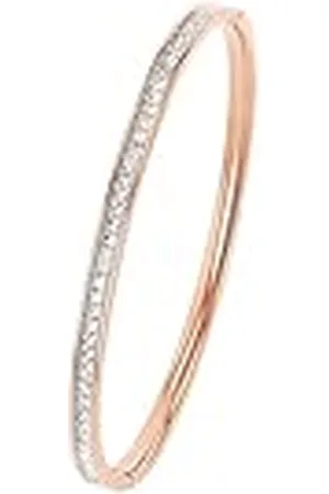 QS by s.Oliver Brazalete de acero inoxidable para mujer, con cristal, 6,3 cm, color rosa, Se entrega en estuche de regalo