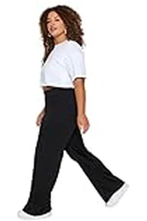 Trendyol Pantalones de Cintura Alta para Mujer, Pierna Acampanada, Ajuste Regular, Talla, , 3XL Grande