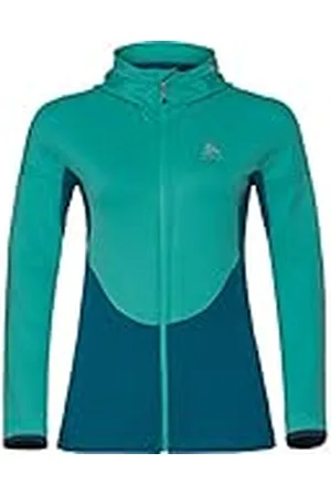 Odlo Hoody Midlayer Full Zip KOYA Chaqueta, Mujer, Piscina Verde-Cristal, Small