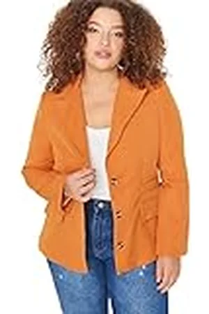Trendyol Damen Regular Blazer Plain Webstoff Große Größen in Jacke Abrigo, , 46 De Las Mujeres