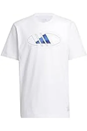 adidas Hombre 2000s Logo Basketball Graphic tee, White, XL