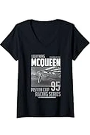 Cars Mujer Lightning McQueen Piston Cup Racing Series Camiseta Cuello V