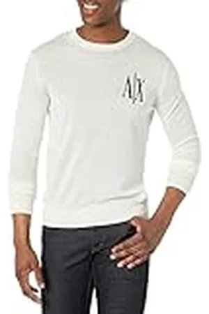 Armani Exchange 100% Virgin Wool, Crew Neck, Maxi Embroidered Front Logo Sudadera, , XS para Hombre