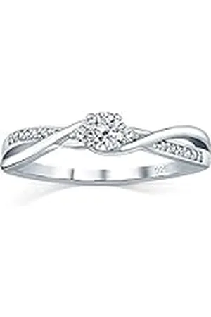 Silvego Anillo de Compromiso de Plata 925 con Swarovski Zirconia