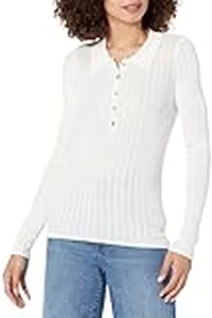 THE DROP Dara Jersey Estilo Polo Entallado de Canalé Jaspeado para Mujer, , 4XL Grande