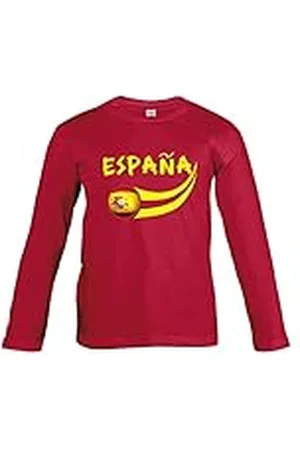 Supportershop – Camiseta de fútbol de España para niño, T-Shirt Espagne Rouge L/S Enfant, Rouge (Rouge M/L), 4 años