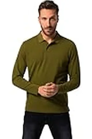 JP 1880 Long Sleeve Piqué Polo Shirt, Verde (Moss Green), 5X-Large para Hombre
