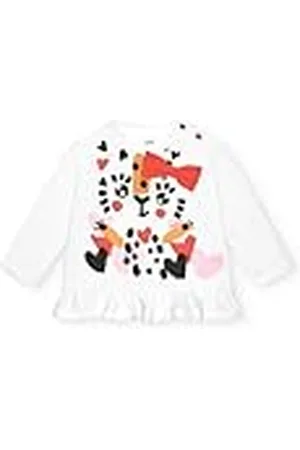 Tuc Tuc Camiseta niña en Blanco con Estampado de Leopardo y Lazo Rojo colección Cartoon Calling (Talla 6 Meses)