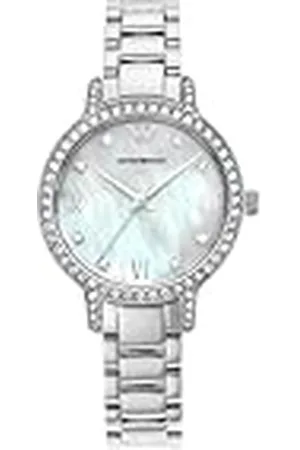 Emporio Armani Reloj de mujer, movimiento de tres manecillas, caja de acero inoxidable de 32 mm con correa de acero inoxidable, AR11484