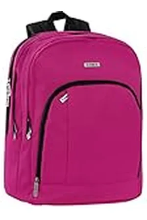 COMIX Mochila escolar media, primaria y superior para niñas y chicas, respaldo acolchado y reforzado, correas ajustables, 3 compartimentos principales, bolsillo frontal, 32 x 43 x 23 cm, fucsia