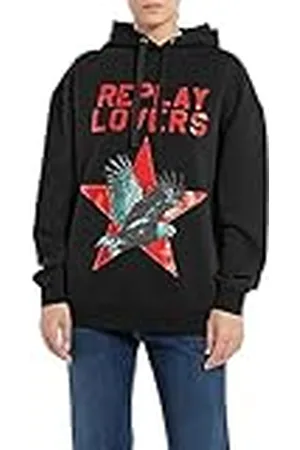 Replay W3100 Sudadera con Capucha, 098 Negro, M para Mujer