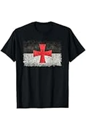 LoneStarDesigns Camiseta de Bandera de los Caballeros Templarios Grunge Niños Unisex Negro Talla S Manga Larga