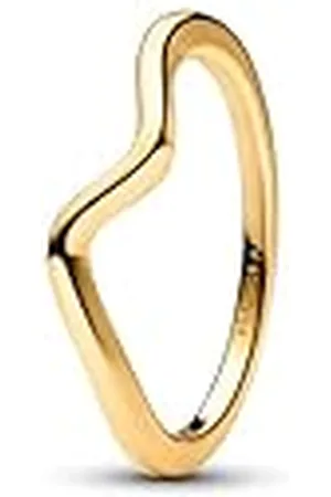 PANDORA Timeless Anillo con diseño de onda chapado en oro de 14 quilates, talla 48