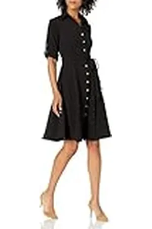 SHARAGANO Vestido Camisa Plisado con Botones En la Parte Delantera Informal, , 44/más Talla para Mujer
