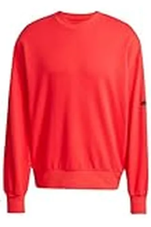 adidas Hombre Essentials Lose FIT Three Bar Sweatshirt, Pure Ruby/Black, XL