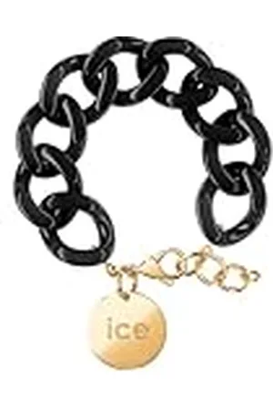 Ice-Watch ICE Jewellery, Chain bracelet, Black, Pulsera de malla negra XL para mujer con medalla de oro (020354)