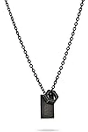 Fynch-Hatton Collar con colgante (placa y anillo hexagonal), 65, Acero inoxidable, No es una piedra preciosa