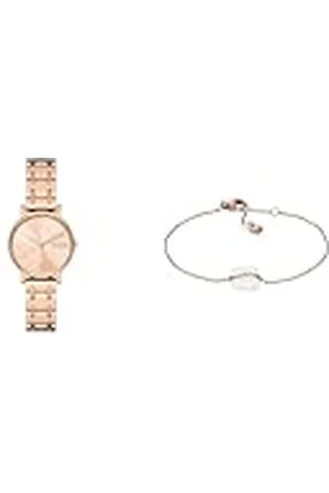 Skagen Orologio Donna Signatur Lille e Bracciale Sofie Sea Glass, Acciaio Inossidabile Dorato Rosa, Set