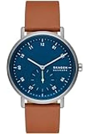 Skagen Kuppel Reloj para Hombre, Movimiento cronógrafo de Cuarzo con Correa de Acero Inoxidable o Piel, , 44MM