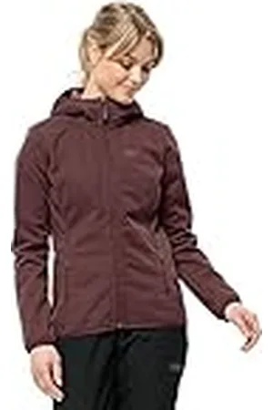 Jack Wolfskin Windhain Sudadera con Capucha W Chaqueta Softshell, Dark Maroon, M para Mujer