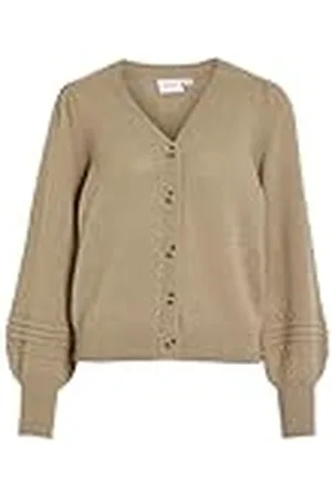 VILA Neck Glitter Knit PB Vituli-Cárdigan de Punto Brillante con Cuello en V, , XS para Mujer