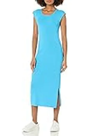 THE DROP Laila Vestido Midi de Punto con Detalle Retorcido en la Espalda y Hombreras para Mujer, , 5XL Grande