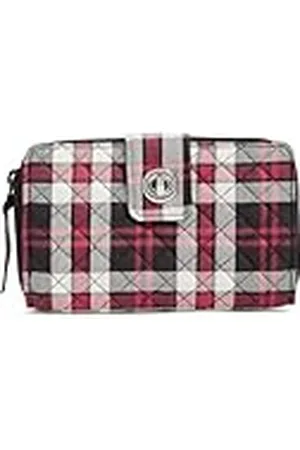 Vera Bradley Cartera Turnlock de algodón para Mujer con protección RFID, a Cuadros para Chimenea, Talla única