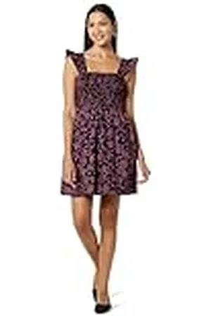 THE DROP Kari Ruffled-Shoulder Smocked Mini Dress Vestidos, , XXL Grande