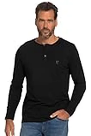 JP 1880 Henley, básico, Camiseta, Manga Larga, Tapeta de Botones, hasta la Talla 8 XL 6XL 702555130-6XL