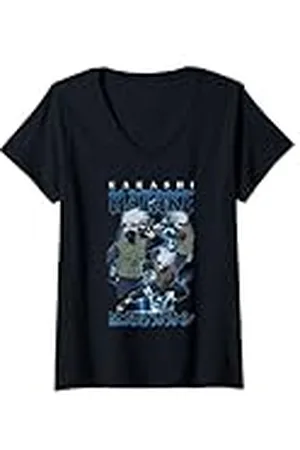 Naruto Mujer Shippuden Retro Kakashi Lightning Poses Anime Camiseta Cuello V