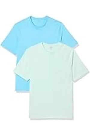 Amazon Camiseta de Cuello Redondo de Algodón, Manga Corta, Corte Clásico Hombre, Pack de 2, , L