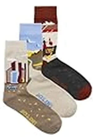 JACK & JONES Jacfall Landscape-Calcetines (3 Unidades), Moonbeam/Pack: Greige-Brandy Brown, Talla única para Hombre