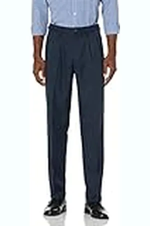 Amazon Pantalón de Vestir con Pinzas, de Cintura Expansible y Ajuste Clásico Hombre, , 56W / 28L