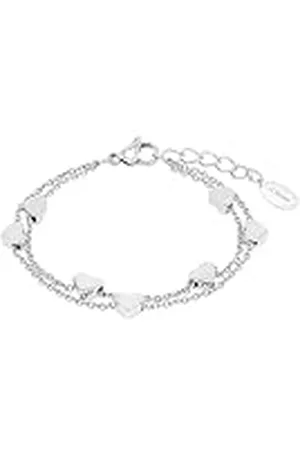 QS by s.Oliver Pulsera de acero inoxidable niña niños brazo joyas, 14+2 cm, plata, corazón, Viene en caja de regalo de joyería