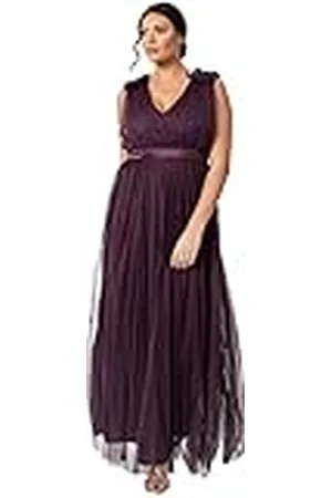 Maya Deluxe Maxivestido con Detalle de Volantes En Los Hombros Vestido de Dama de Honor, , 46 para Mujer