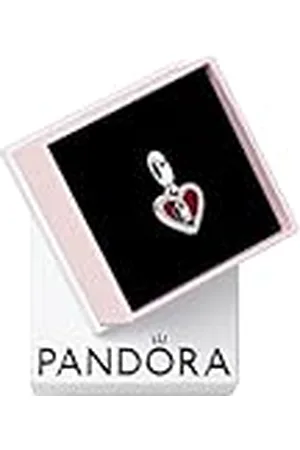 PANDORA Moments Colgante doble con diseño de candado en forma de corazón de plata de ley con circonitas cúbicas transparentes y esmalte