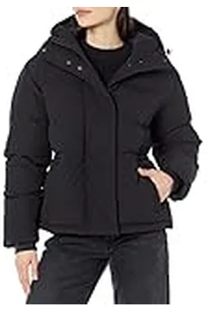 Amazon Chaqueta Acolchada Corta con Capucha y Cintura Ajustada (Disponible en Talla Grande) Mujer, , XL