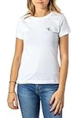 Calvin Klein Jeans CK Embroidery Slim tee J20J212883 Camisetas de Punto de Manga Corta, , 3XL Plus Tall para Mujer