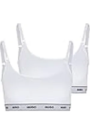 HUGO BOSS Twin Stripe Sujetador Estilo Bralette, White100, XL (Pack de 2) para Mujer
